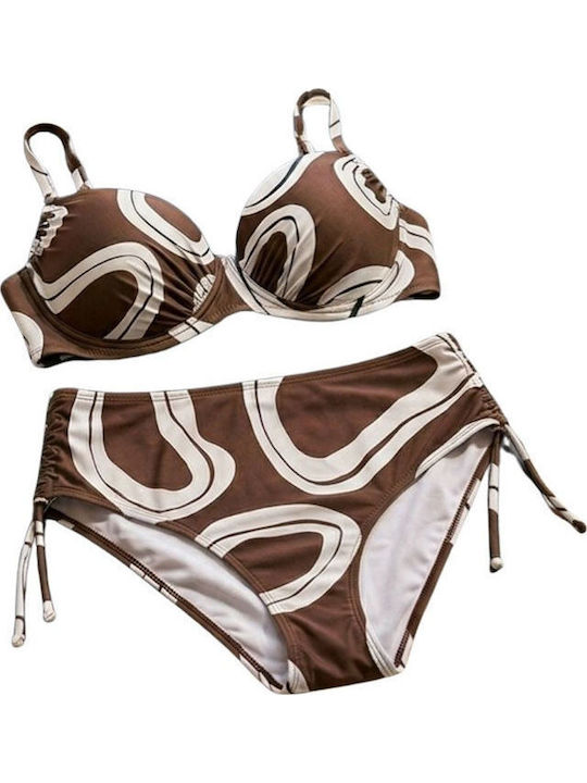 S0556 Set Bikini με Ελαφριά Ενίσχυση Καφε
