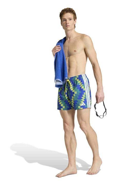 Men's Swimwear Shorts Blue and Yellow with Prints
