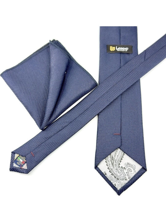 Legend Accessories Σετ Ανδρικής Γραβάτας Μεταξωτή σε Navy Μπλε Χρώμα