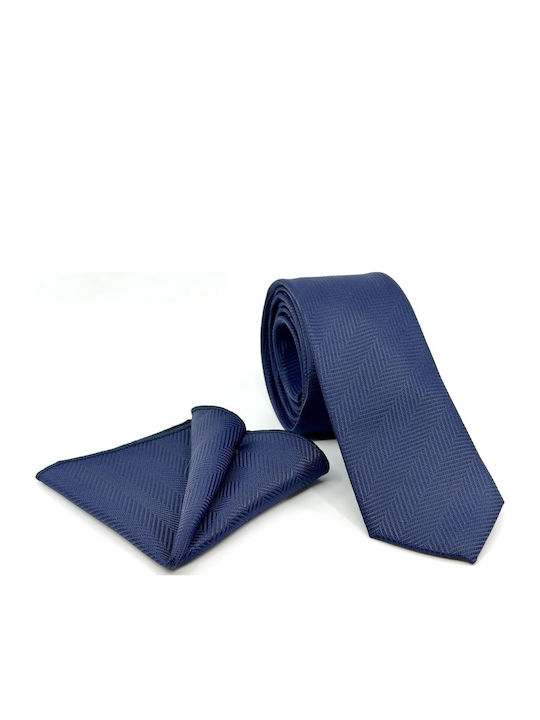 Legend Accessories Σετ Ανδρικής Γραβάτας Μεταξωτή σε Navy Μπλε Χρώμα