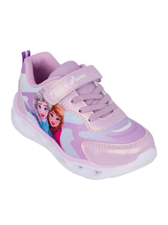 Kids Sneakers with Hoop & Loop Closure & Lights Lilac