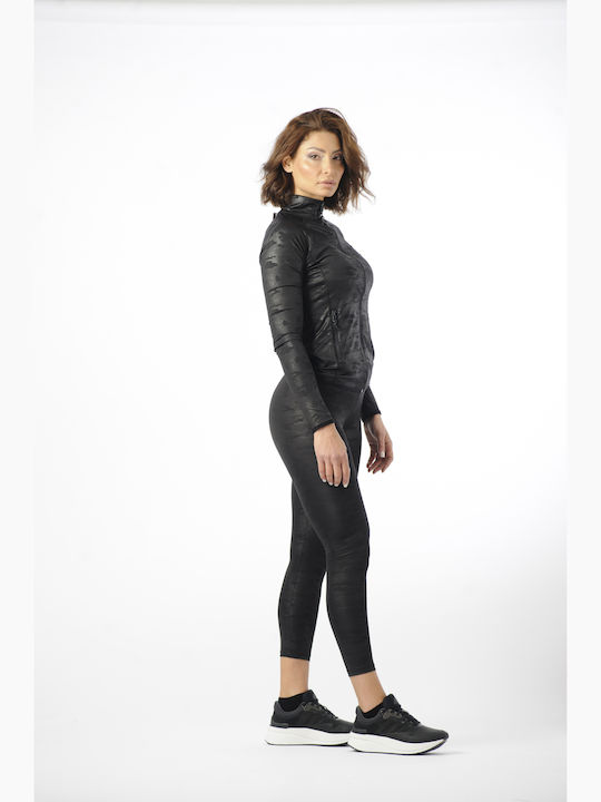 Damen Strickjacke mit Reissverschluss Schwarz P-ο