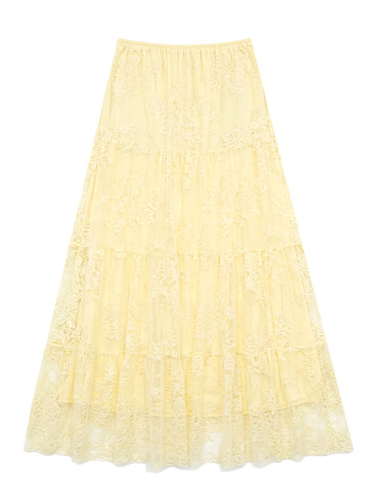 Maxi Skirt with Tulle Floral Yellow