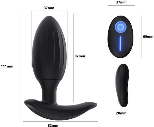 Ophelia's Dream Plug Anal Cu Funcție Wireless Și Vibrație Negru 11.1cm