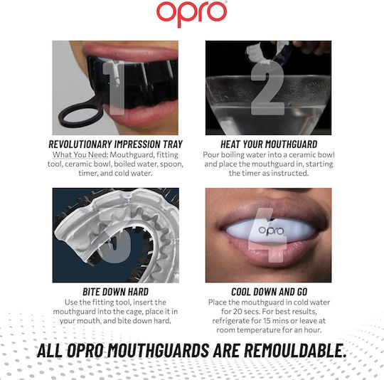 Mouth Guard Opro Instant Custom-Fit Braces Adults Gold White