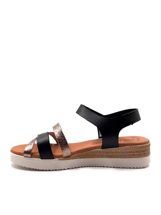 Leather Women's Flat Sandals Flatforms Black