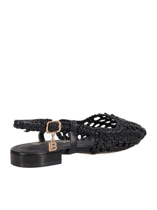 Damen Ballerinas Slingback Mit Riemen in Schwarz Farbe
