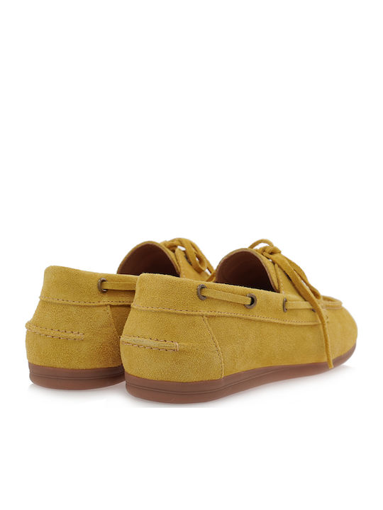 Δερμάτινα Γυναικεία Boat Shoes σε Κίτρινο Χρώμα