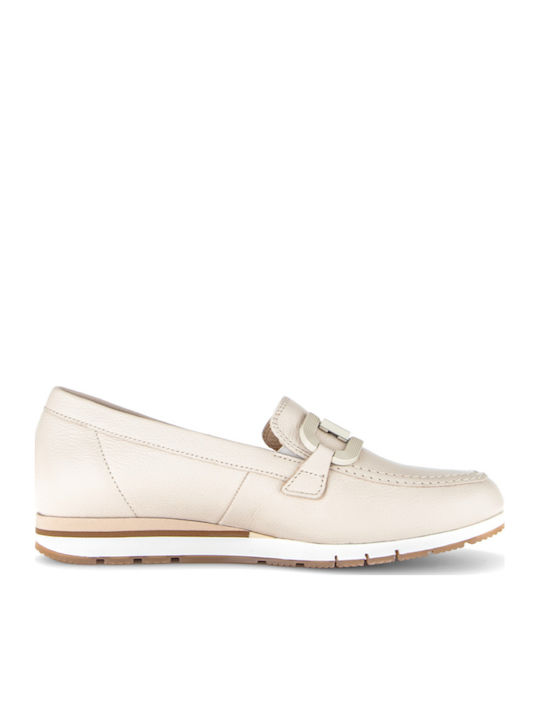 Damen Mokassins aus Leder in Beige Farbe