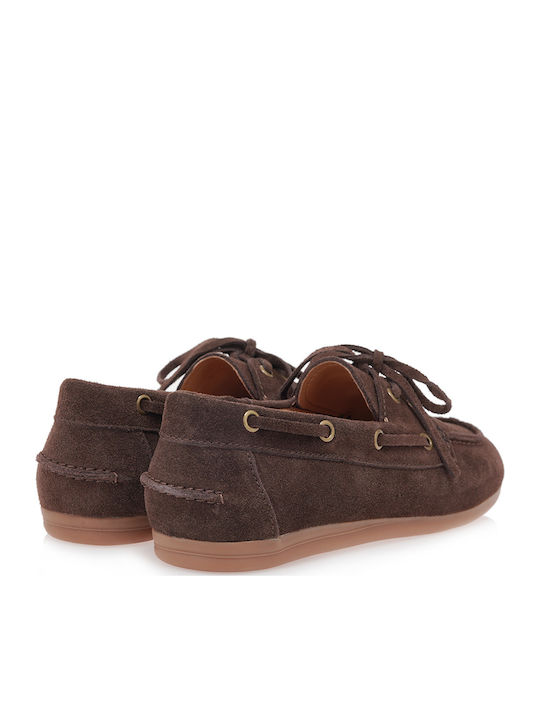 Leather Women's Boat Shoes In Brown Colour