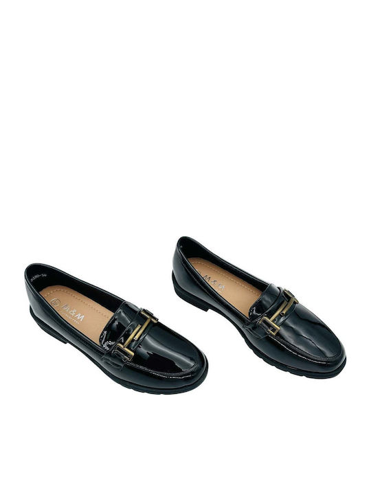 Δερμάτινα Γυναικεία Loafers σε Μαύρο Χρώμα