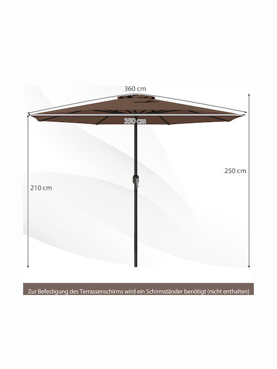 Garten- und Terrassen-Sonnenschirm Rundschreiben Metall Braune mit Basis Φ3.5m NP12131CF