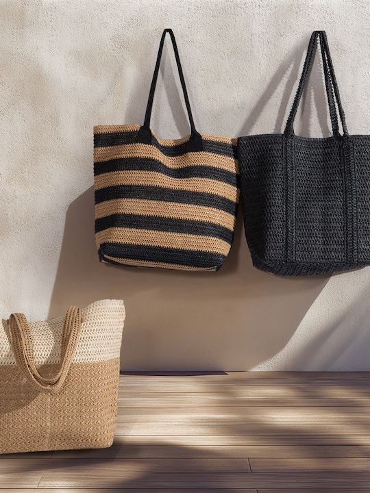 Nef-Nef Homeware Venia Geantă de Plajă Împletită Neagră