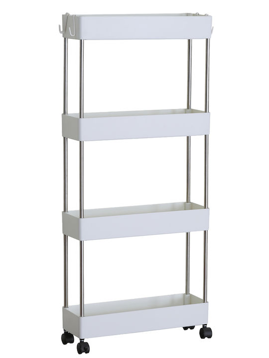 ArteLibre Vitano Kitchen Trolley Plastic 4 Tiers White 40x12.5x86cm