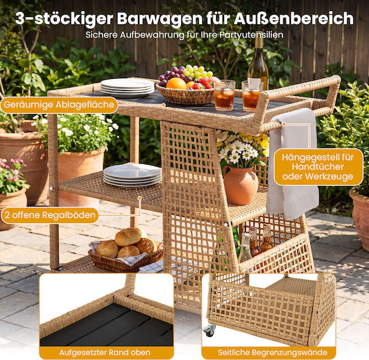 Costway Holz-Küchenwagen 92x54x98cm