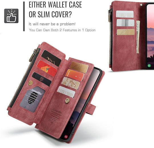 Caseme C30 Samsung Galaxy S26 Ultra 5g Card Slots Zipper Wallet Synthetic Leather Case Red