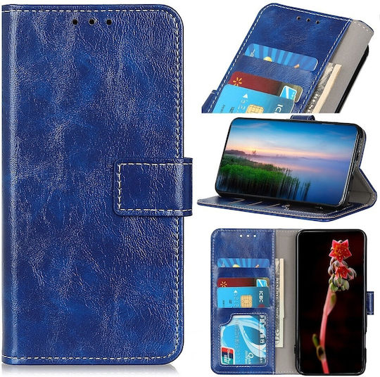 Tel1 Xiaomi Mi Note 10 Lite Retro Crazy Horse Texture Book Case Blue