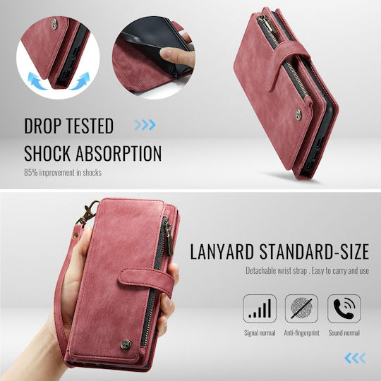 Caseme C30 Samsung Galaxy S26 Ultra 5g Card Slots Zipper Wallet Synthetic Leather Case Red