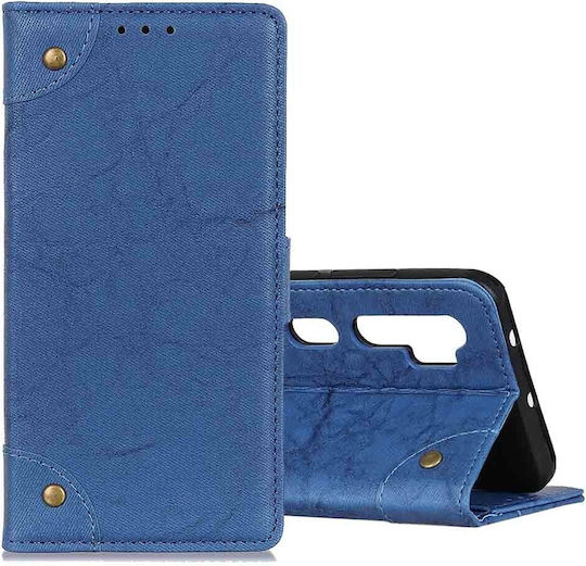 Tel1 Xiaomi Mi Note 10 10 Pro Copper Buckle Texture Horizontal Flip Θήκη Βιβλίο Blue