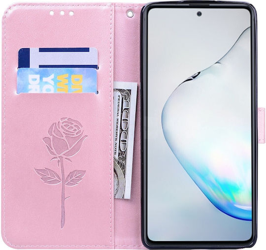 Tel1 Samsung Galaxy A72 4g A72 5g Rose Embossed Horizontal Book Case Rose Gold