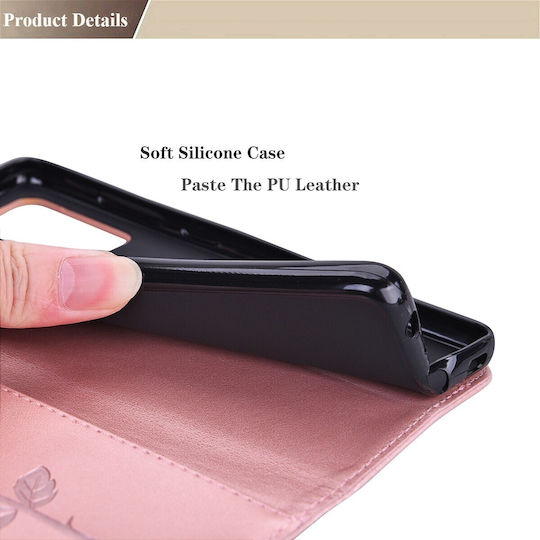 Tel1 Samsung Galaxy A72 4g A72 5g Rose Embossed Horizontal Book Case Rose Gold