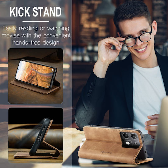 Caseme 013 Xiaomi Redmi Note 13 5g Retro Leather Θήκη Βιβλίο Brown