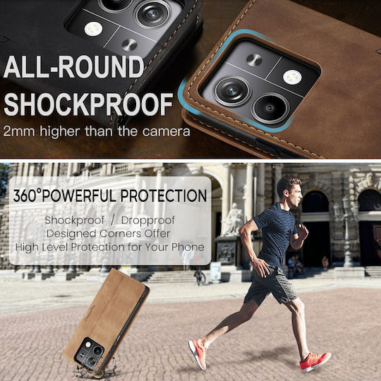 Caseme 013 Xiaomi Redmi Note 13 5g Retro Leather Θήκη Βιβλίο Brown