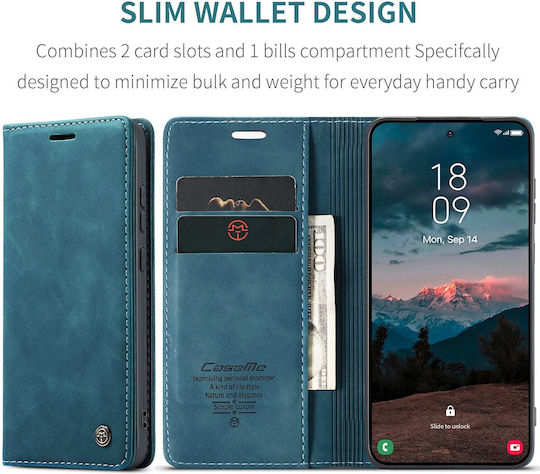 Caseme 013 Samsung Galaxy S26 Plus 5g Retro Leather Θήκη Βιβλίο Blue
