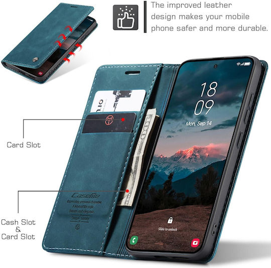 Caseme 013 Samsung Galaxy S26 Plus 5g Retro Leather Θήκη Βιβλίο Blue