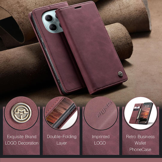 Caseme 013 Xiaomi Redmi Note 15 4g/5g Retro Leather Θήκη Βιβλίο Red