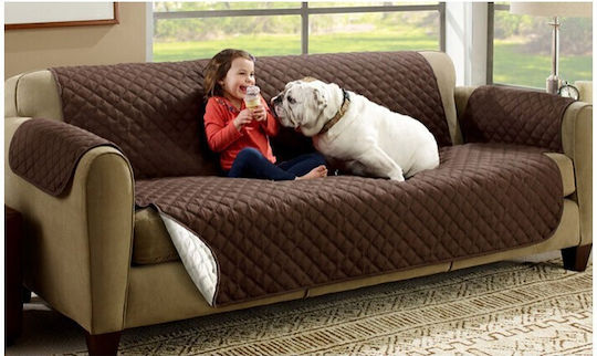 Schützende Elastische Abdeckung Zweisitziges Sofa Braun