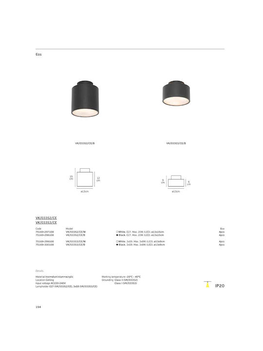 VK Lighting Triple Spot in White Colour