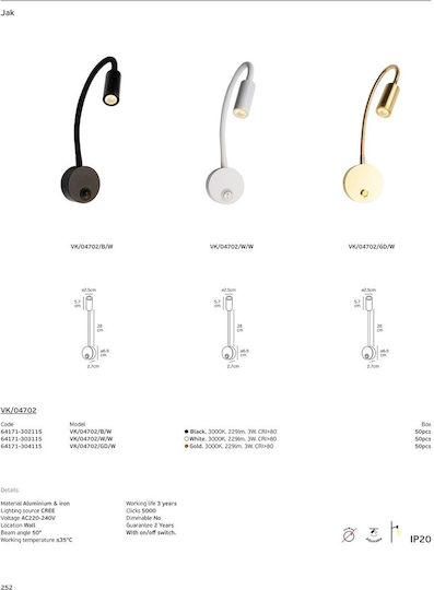 VK Lighting LED Warm White Spot In Gold Colour