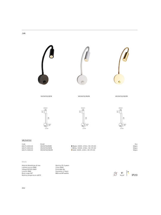 VK Lighting LED Θερμό Λευκό Σποτ σε Λευκό Χρώμα