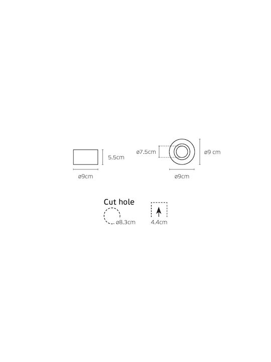 VK Lighting Μεταλλικό Χωνευτό Σποτ με Ντουί GU5.3 Μαύρο 9x9εκ.
