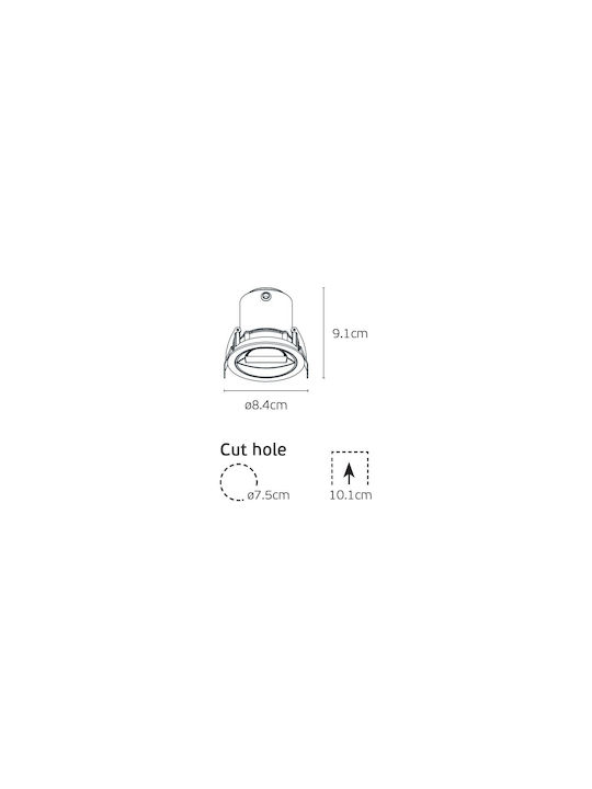 VK Lighting Metallic Recessed Spot with Built-in LED and Warm White Light White 8.4x8.4cm VK Lighting Metallic Recessed Spot with Built-in LED and Warm White Light White 8.4x8.4cm