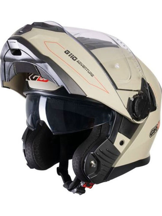 Garibaldi G110 Adventure Matt Sand Red Motorradhelm Flip-Up ECE 22.06 1750gr mit Sunvisor
