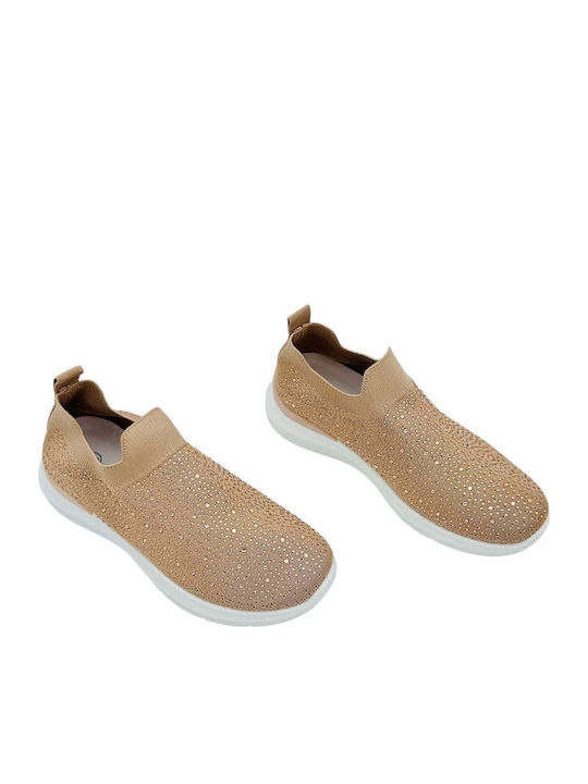 Women's Slip-Ons From Beige Synthetic Leather