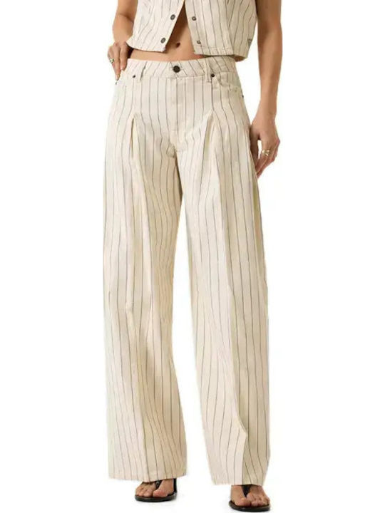 Γυναικεία Παντελόνα σε Wide Γραμμή Off-white