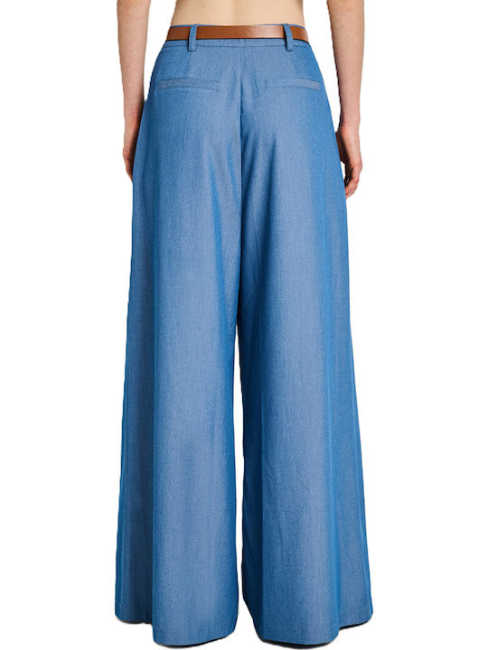 Women's High Rise Fabric Trousers Blue 60-002.055-N0172-L