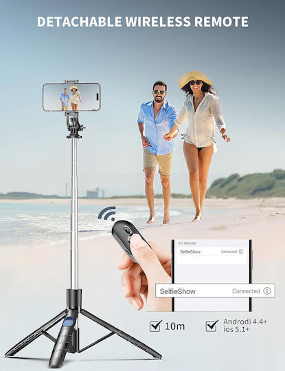 Selfieshow Selfie Stick Trepied Telecomandă Compact Stabil Rotire 360° Pliabil 180 Cm Potrivit Pentru Smartphone-uri Camere Gopro
