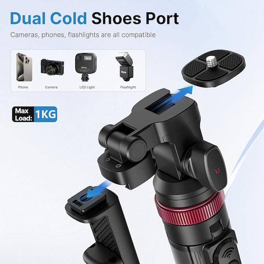 Ulanzi MT-78 Селфи стик Трипод за мобилен телефон Bluetooth Черен