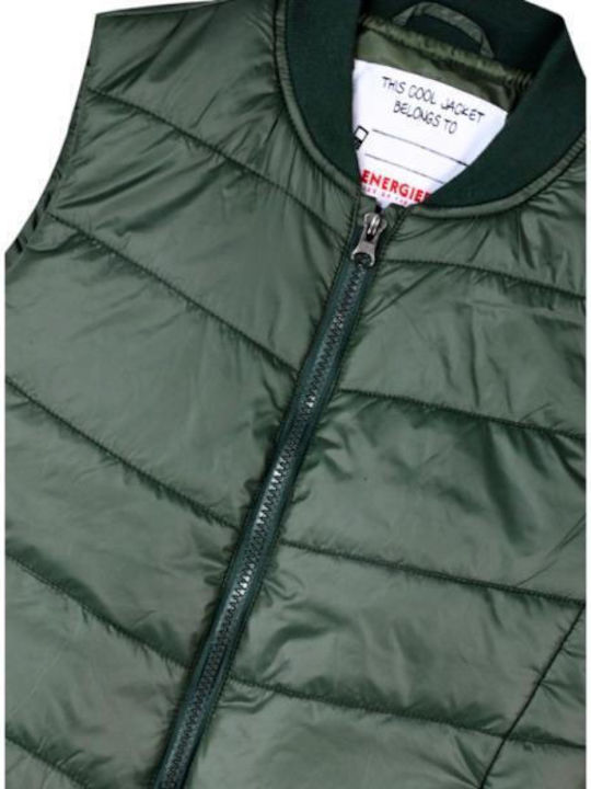 Kids Quilted Sleeveless Short Khaki Jacket