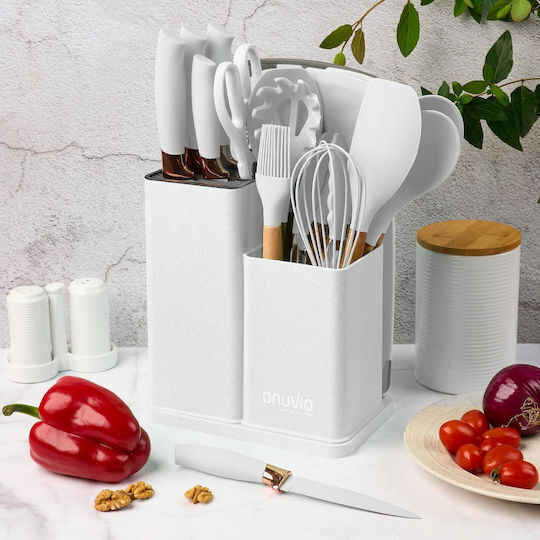 SPV Cooking Utensil Set Made of Silicone With Stand 19 Pieces White