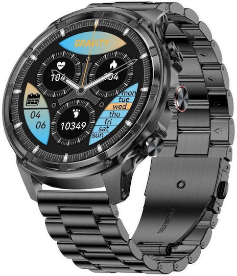 Gravity GT41-2 53mm Smartwatch με Παλμογράφο (Black)