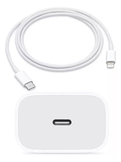 QIHANG QIHANG Mobile Phone Charger with USB-C Port and USB-C - Lightning Cable 20W Power Delivery White