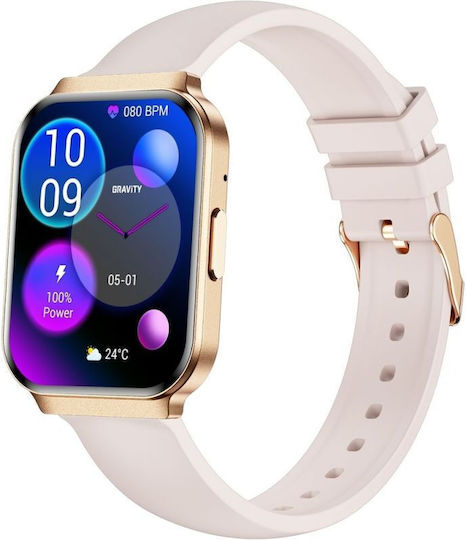 Gravity GT44-2 44mm Smartwatch με Παλμογράφο (Rose Gold)
