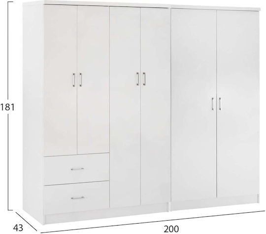 Εξάφυλλη Ντουλάπα 201x43x181cm Εξάφυλλη Ντουλάπα 201x43x181cm