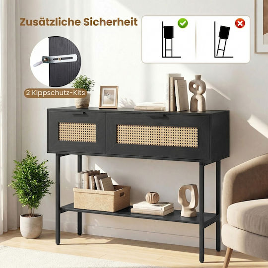 Console Table Made of Wood and Metal Black Dimensions 76x29.5xHeight 100 cm