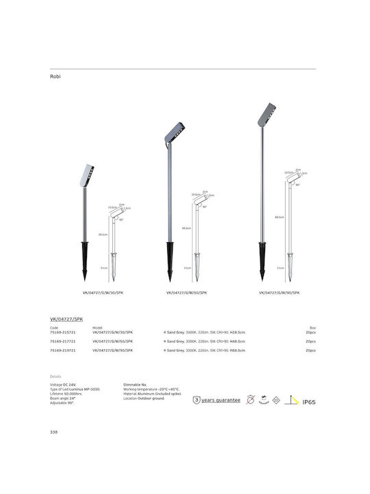 VK Lighting VK Lighting Außenstehlampe LED Für Außenbereich 5W Mit Warmes Weiß Licht IP65 Graues